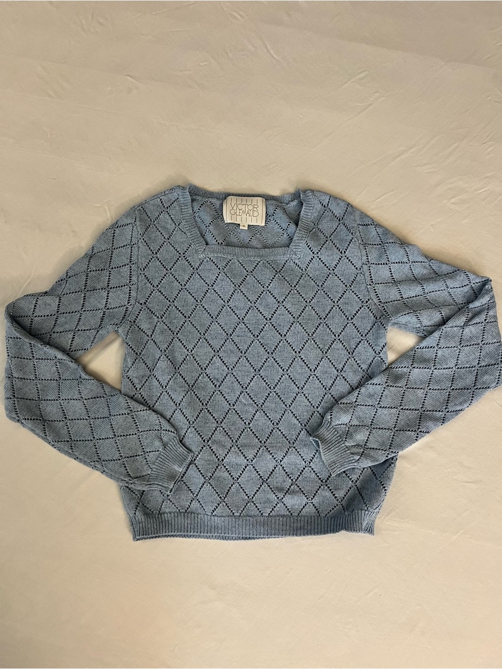 Victor Glemaud Light Blue Diamond-Point Crewneck Sweater